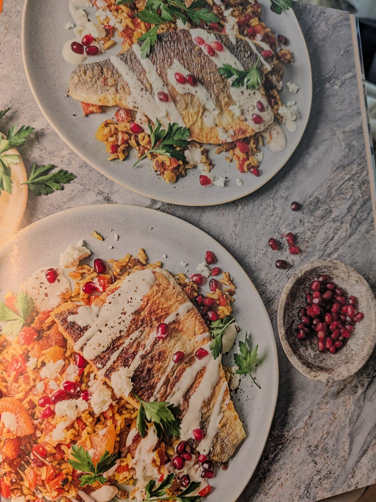 Middle Eastern-style Apricot and Pepper Rice with Crispy Sea Bass