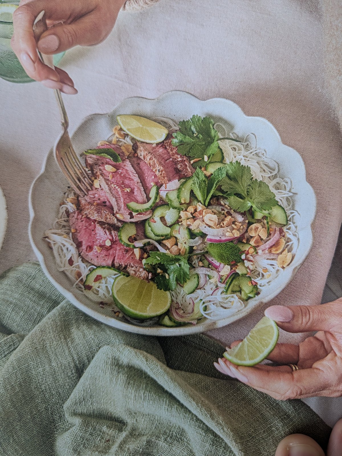 Thai-style Weeping Steak Bowls with Pickled Cucumber Slaw
